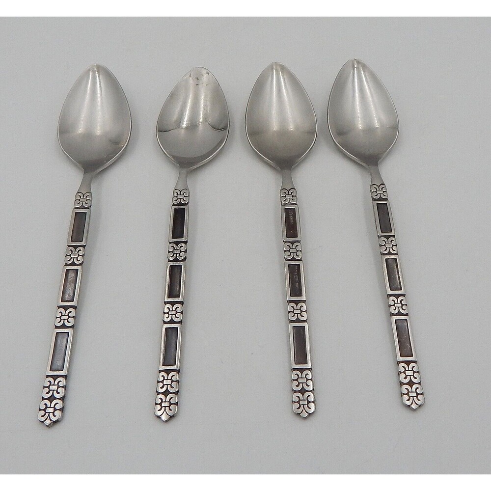 Oneida Community Madrid Black Teaspoons 6-1/8 Inch Stainless Set Of 4